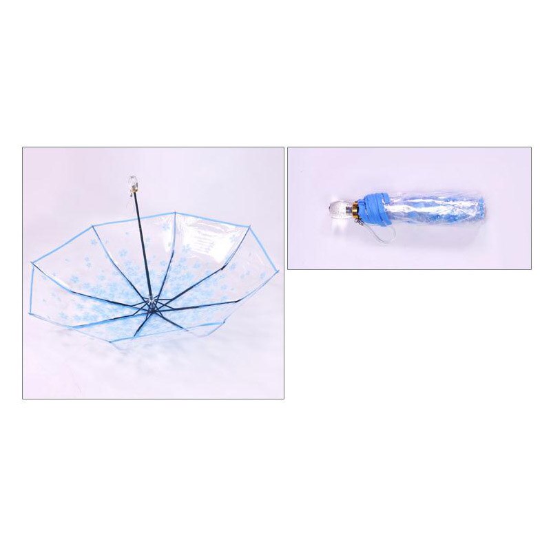 Kersenbloesems Transparante Paraplu Compact Vouwen Winddicht Stijl Clear Paraplu Regen Voor Vrouwen Mannen Zon Regen Paraplu: Blauw
