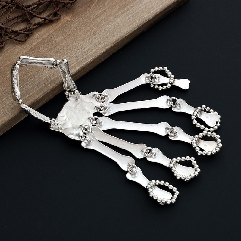 2 stk / sæt steampunk skelet hånd armbånd femme punk natklub halloween kranium finger armbånd armbånd til kvinder pulseras