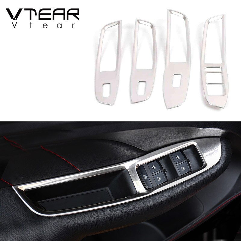 Vtear for MG ZS window button switch cover glass lifting trim frame interior mouldings control panel car-styling accessories: silver