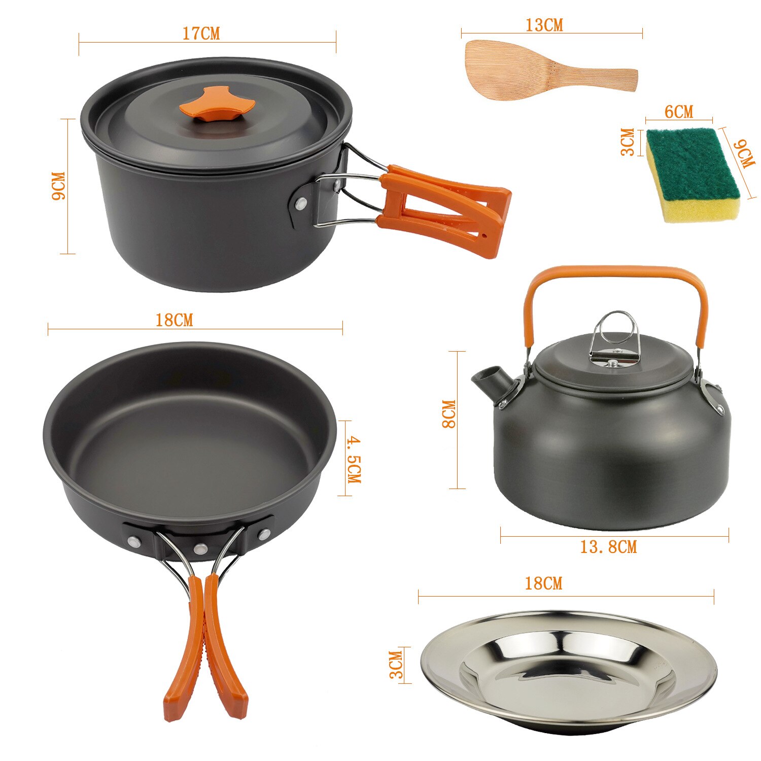 1 Set Outdoor Pots Pans Camping Cookware Picnic Cooking Set Non-stick Tableware With Plate Set Combination