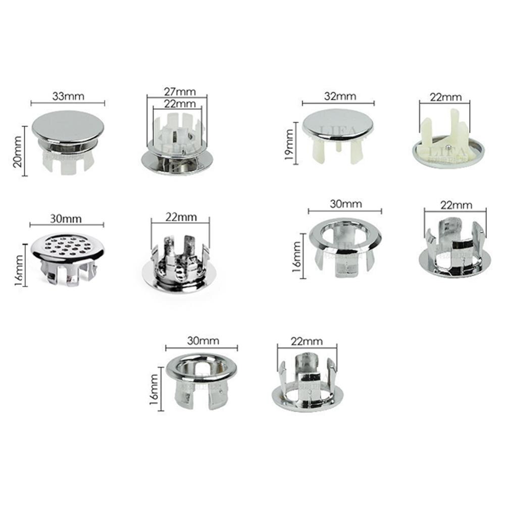 Kitchen Bathroom Basin Sink Overflow Ring Round Overflow Ring Accessories Silver Wash Basin Insert Hole Cover Cap Spare Cover