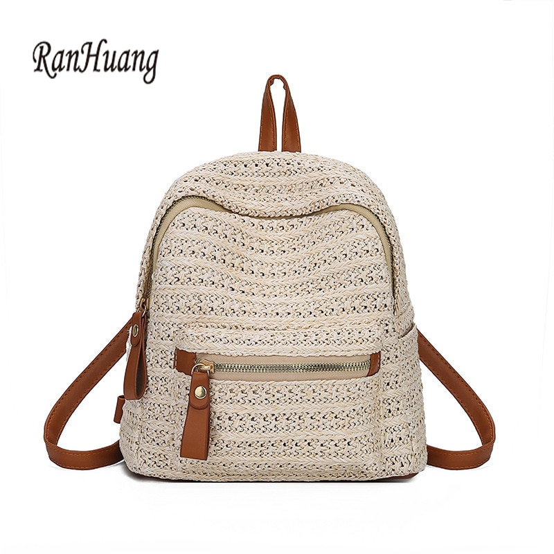 RanHuang New 2021 Summer Fashion zaino in paglia da donna zaini piccoli borse da spiaggia borse da viaggio Beige mochila feminina