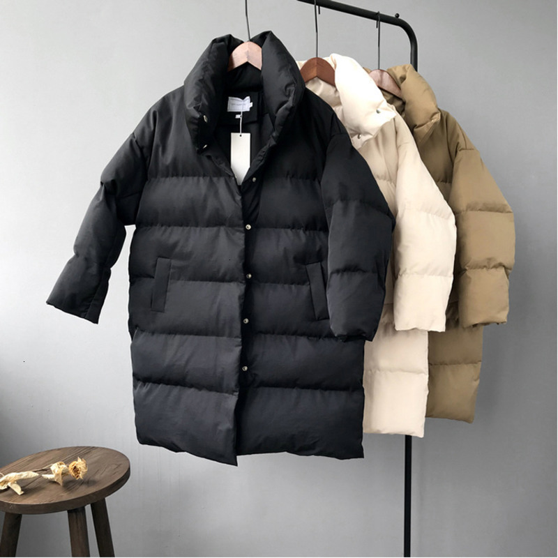 Ricorit Winter Capuchon Katoenen Gewatteerde Jas Vrouwen Lange Mouw Effen Kleur Warm Losse Lange Puffer Jassen Parka Jas куртка