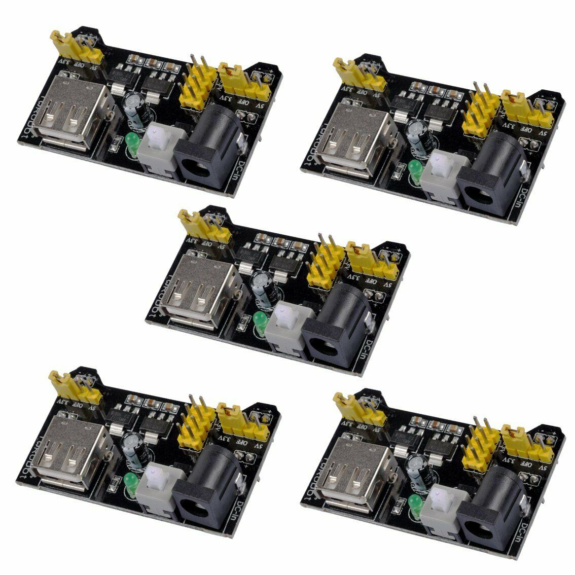 MB102 Breadboard Power Supply Black - Pack of 5