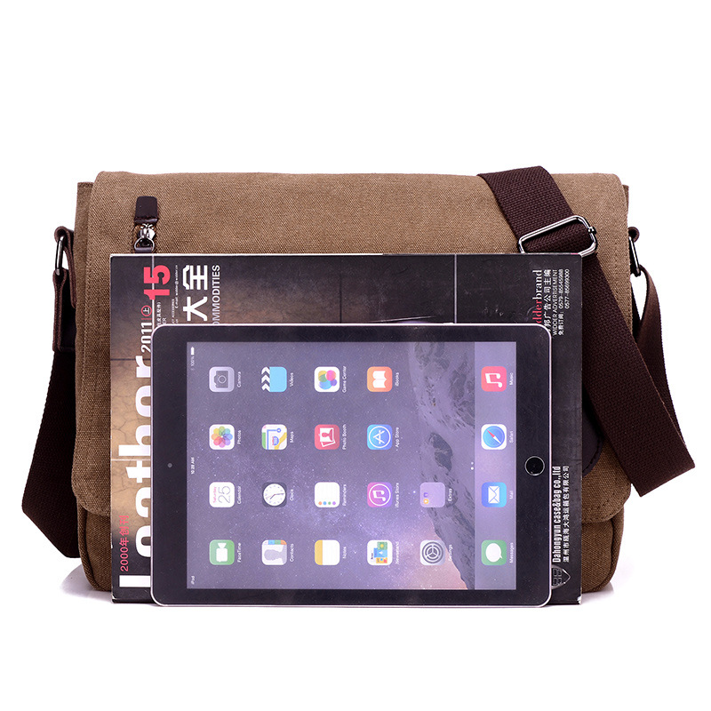 Leisure Canvas Mannen Schoudertas Grote Capaciteit Eenvoudige Effen Kleur Messenger Bags Voor Reizen Messenger Business