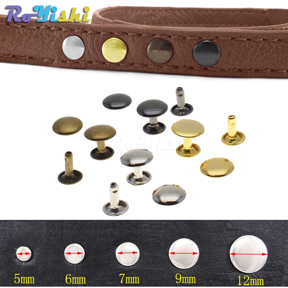 500pcs/set Metal Double Cap Rivets Stud Rapid Rivets Collision Nail Metal Spike Leather Craft Repair 4 Colors