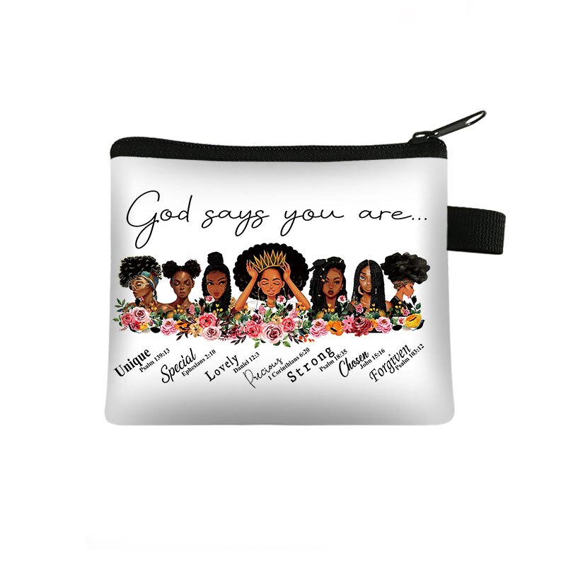 African Black Girl Black Coin Purse Girl Casual Shopping Portable Lipstick Bag Afro Woman Purse Kids Wallet: lqbheinvzuhe2