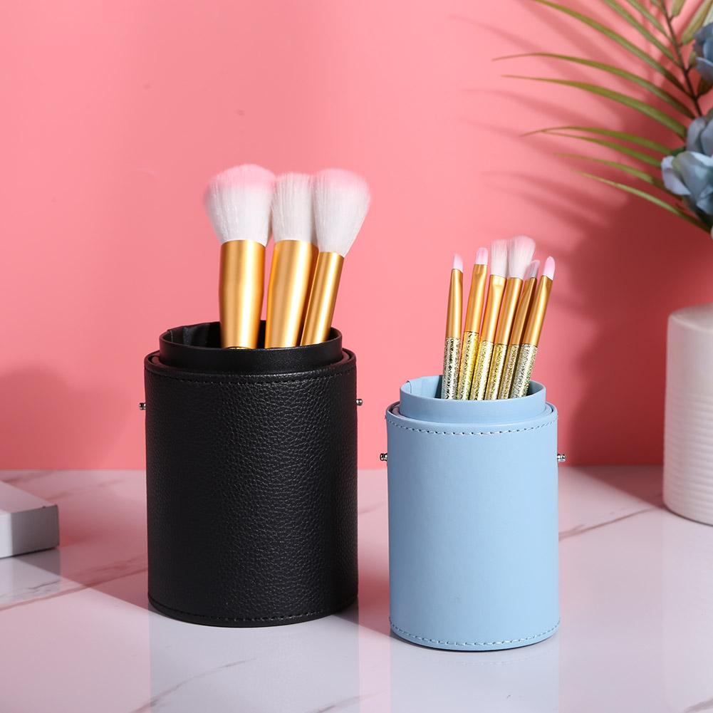 Draagbare Pu Lederen Make-Up Borstel Houder Reizen Cosmetische Pennen Opslag Cup Case Beauty Pennen Organizer Box Make Up Tool Eenvoudige