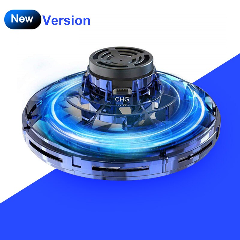 Yooap Mini Drone Led Ufo Soort Vliegende Helikopter Spinner Vingertop Upgrade Vlucht Gyro Drone Vliegtuigen Speelgoed Adult Kids: Blue Version 2