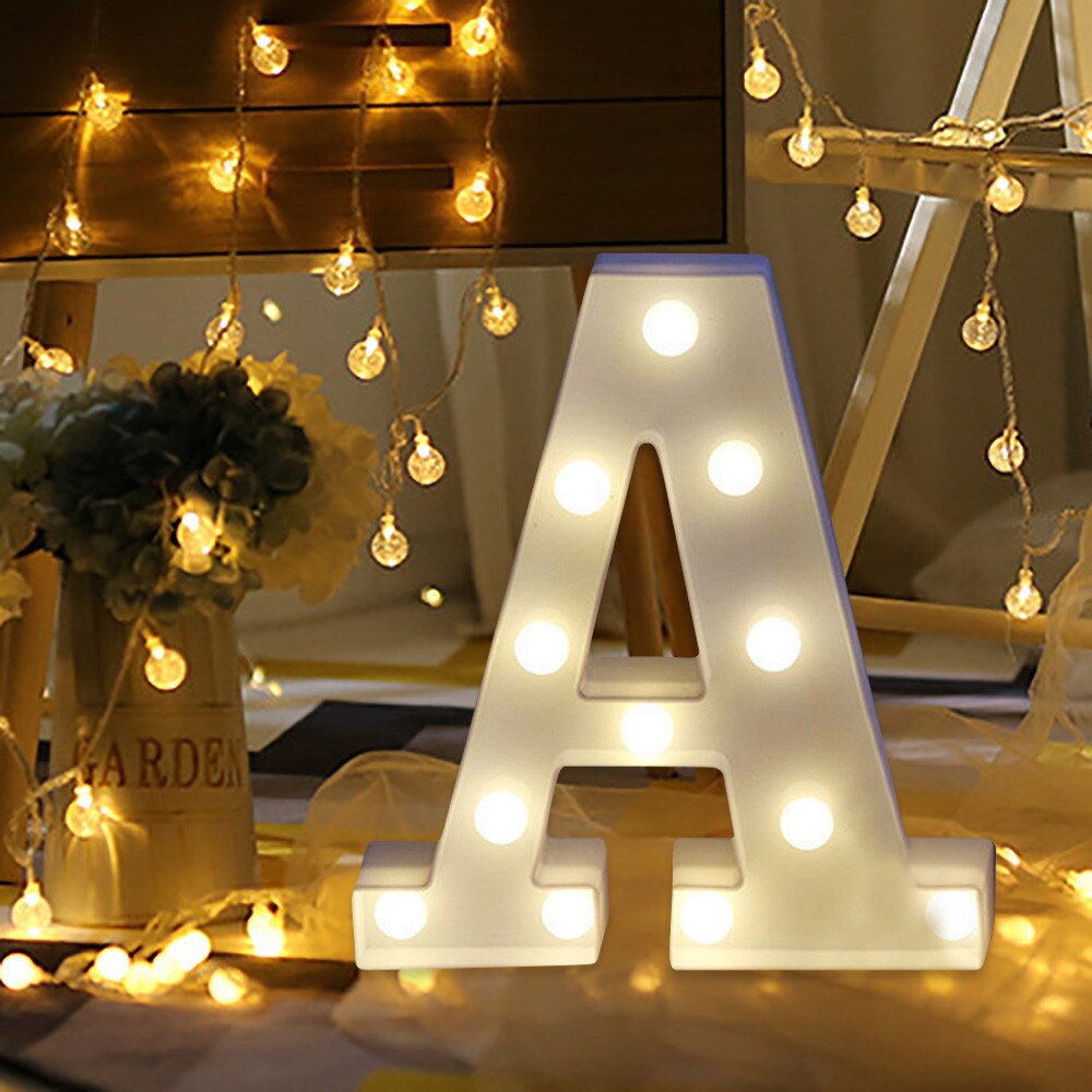 Soft warm glow wall hung or free standing Alphabet Letter Lights LED Light Up White Plastic Letters Standing Hanging A-M &: A