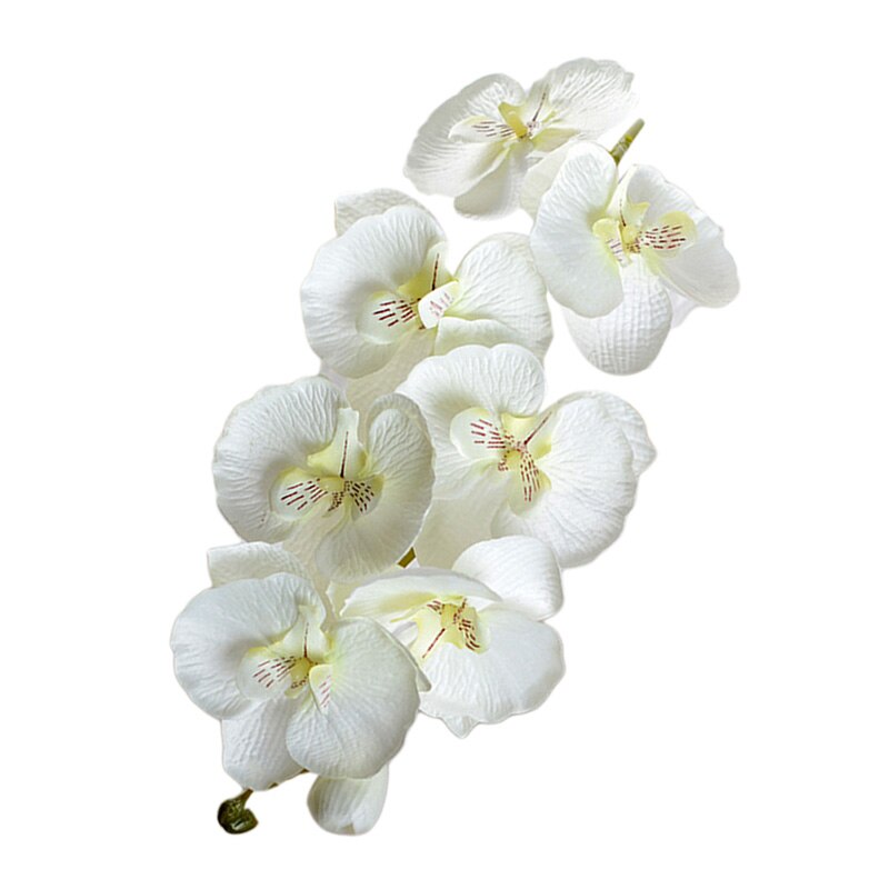 Hjem bryllup dekoration orkidé kunstige blomster diy kunstige sommerfugl orkidé silke blomster buket phalaenopsis  p10: Hvid