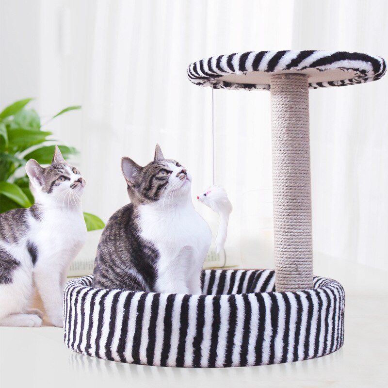 Cat Tree Toy Climbing Tree With Hammock Cat House Furniture Scratching Solid Wood Posts Jumping Training Toy: Black
