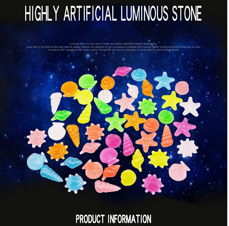 80 PCS Luminous Artificial Stones Glow in the Dark Starfish Shell Pebbles Garden Pathway Decoration Noctilucent Pebbles For Yard
