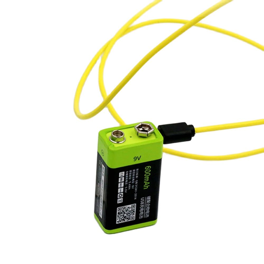 ZNTER 9V rechargeable lithium battery 6F22 600mAh USB rechargeable lithium polymer battery + Micro USB charging cable: Blue