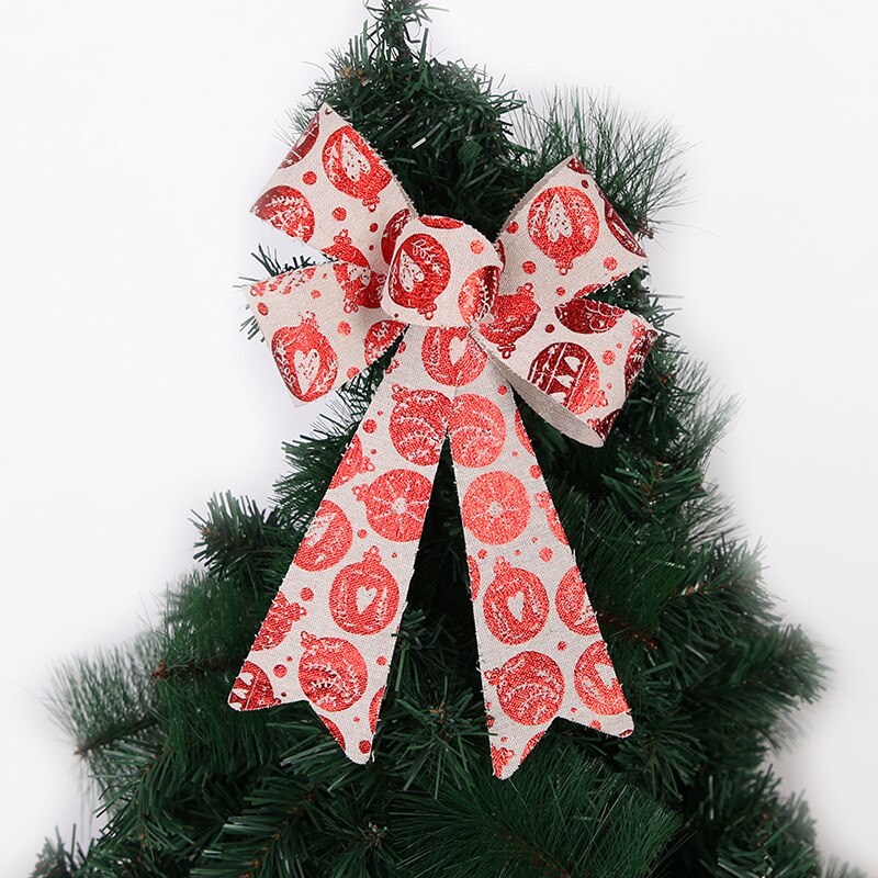 Juldekoration rosetter hantverk stora julgransdekorationer till hemmet stora 25cm tryck jul rosett-knut: 5