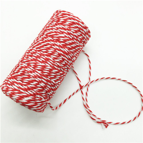 100 m/roll Kleurrijke DIY 2ply Bakers Roze String Katoenen Koorden Touw voor Home Decor Handgemaakte Kerst Cadeau Verpakking ambachtelijke Projecten: Red white