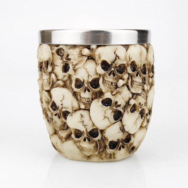 Taza de resina de acero inoxidable con forma de Calavera, vaso de cristal gótico, para cerveza, Vodka, Bar, 200ml: Rojo