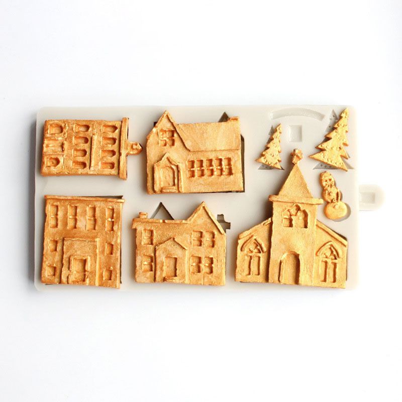 3D Kerst Huis Siliconen Mal Fondant Taart Decoreren Gereedschappen Chocolade Gips Sugarcraft Bakvorm