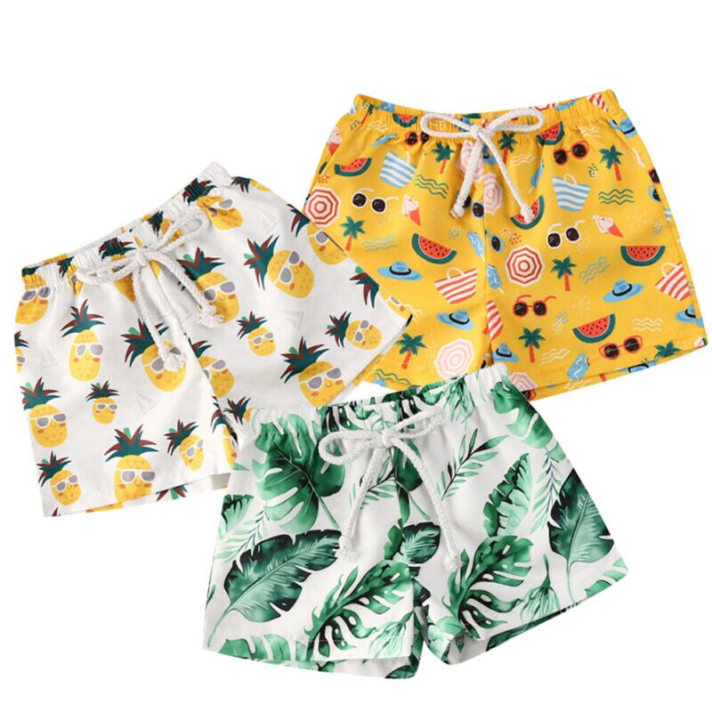 Spädbarn småbarn bebis pojke barn shorts med tropiskt tryck badbyxor sommar strandshorts byxor trosor 0-4 år
