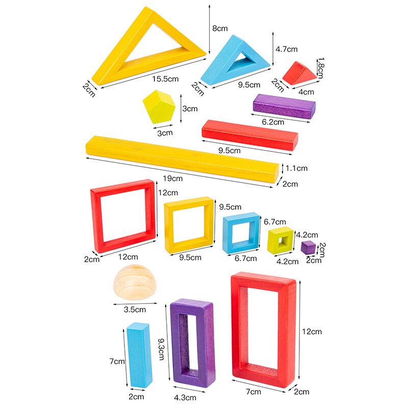 23 Pcs Kleurrijke Vorm Houten Blokken Speelgoed Balans Blokken Houten Leren Onderwijs Sturen Kinderen