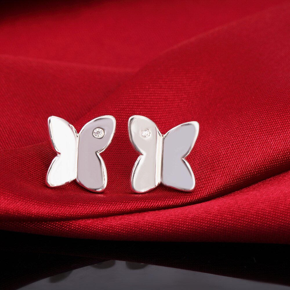 Feine 925 Sterling Silber kristall schmetterling ohrringe ringe Schmuck-setzt für frauen glücklich Partei hochzeit Weihnachten