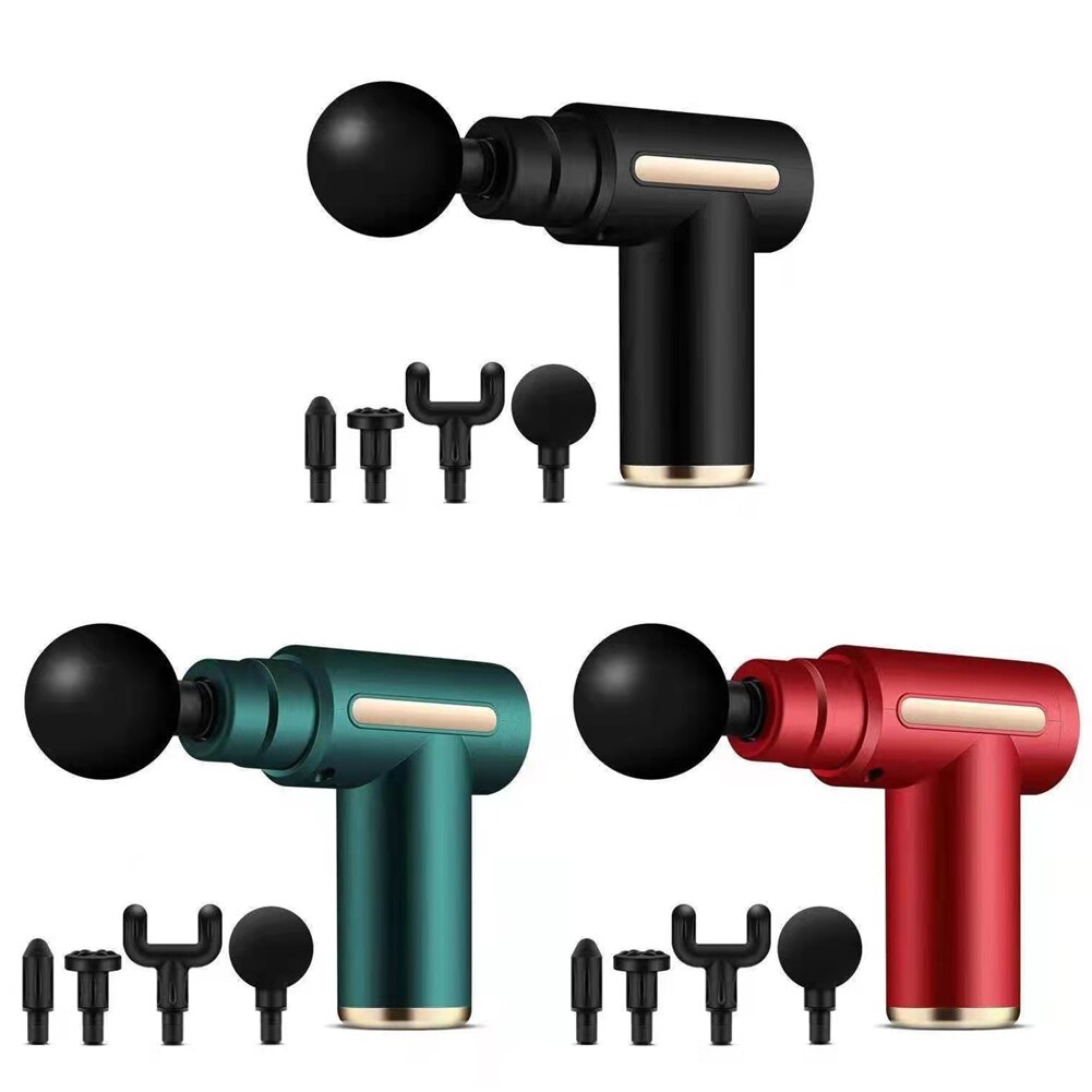 Mini Massage Gun Muscle Relaxation Pain Relief 4 Heads USB Rechargeable Back Massager Guns Fitness Vibrating Fascia Health Care