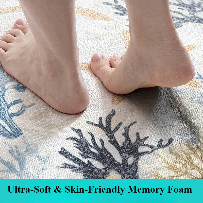 Alfombra de baño con temática oceánica - Alfombra de esponja ultrasuave - Absorción rápida y secado rápido - Antideslizante y agradable para la piel - Decoración del baño
