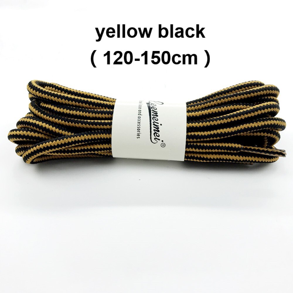 Doble farger sko lisser 120 150cm polyester sneaker sko lisser dobbel stripete flette runde skolisser til støvler: Gul svart / 120cm