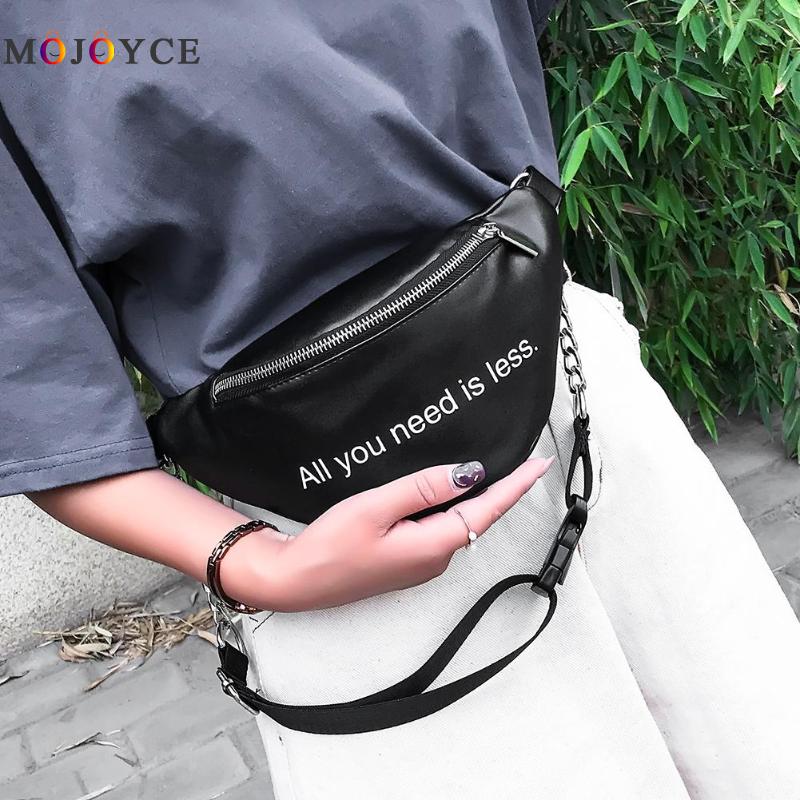 PU Leder Buchstaben fanny Pack Frauen Taille Taschen Damen Kette Tasche Telefon Schulter Crossbody Gürtel Tasche Heuptas