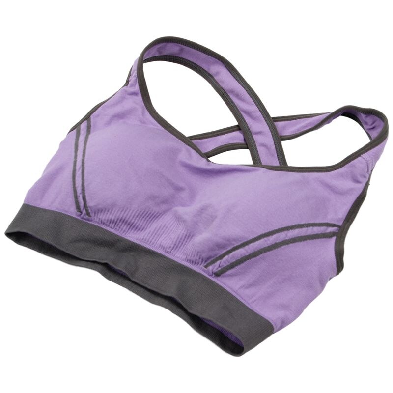 Kvinnor sömlösa sport linnen topp väst bh push up för yoga sport sömn löpning fitness kläder lila s-abld