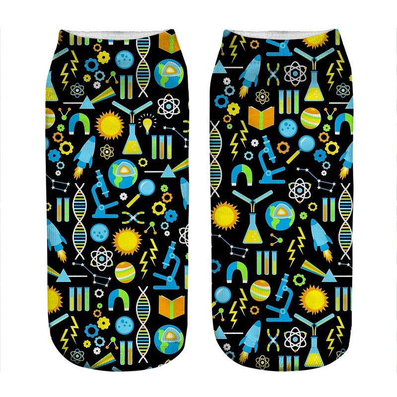 Chaussettes kawaii pour femmes, imprimé de chimie, incroyable, harajuku, drôle, nouveauté, mignonnes, pour filles,: DW01067