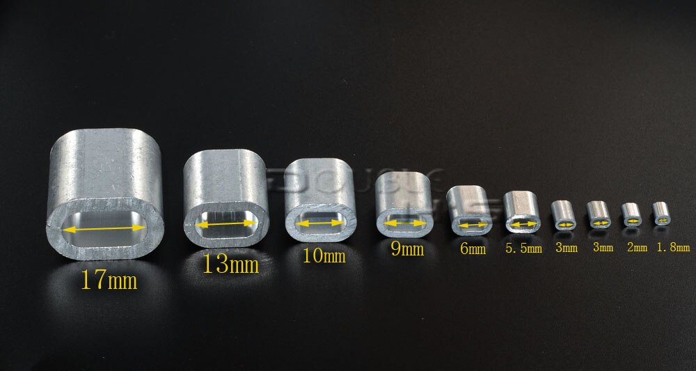20pcs/lot Aluminum Cable Crimp Sleeve Cable Ferrule Stop for Snare Wire Rope Clip Swage Trap Barrel Fitting