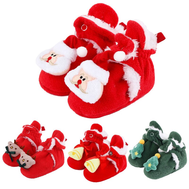 Weihnachten Baby Booties Winter Krippe Schuhe Socken Vlies Warme Kleinkind Schuhe Rutsch Ersten Wanderschuhe Santa Fuß Socken