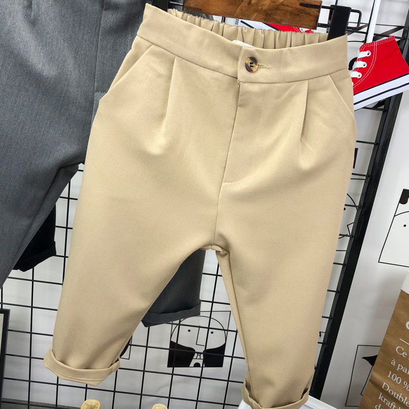Ins roupa coreana infantil, calças para crianças de 1-8 anos, de algodão, para meninos e meninas, casual, com bolsos de botão, c26, novo, 2020: Cáqui / 12 m