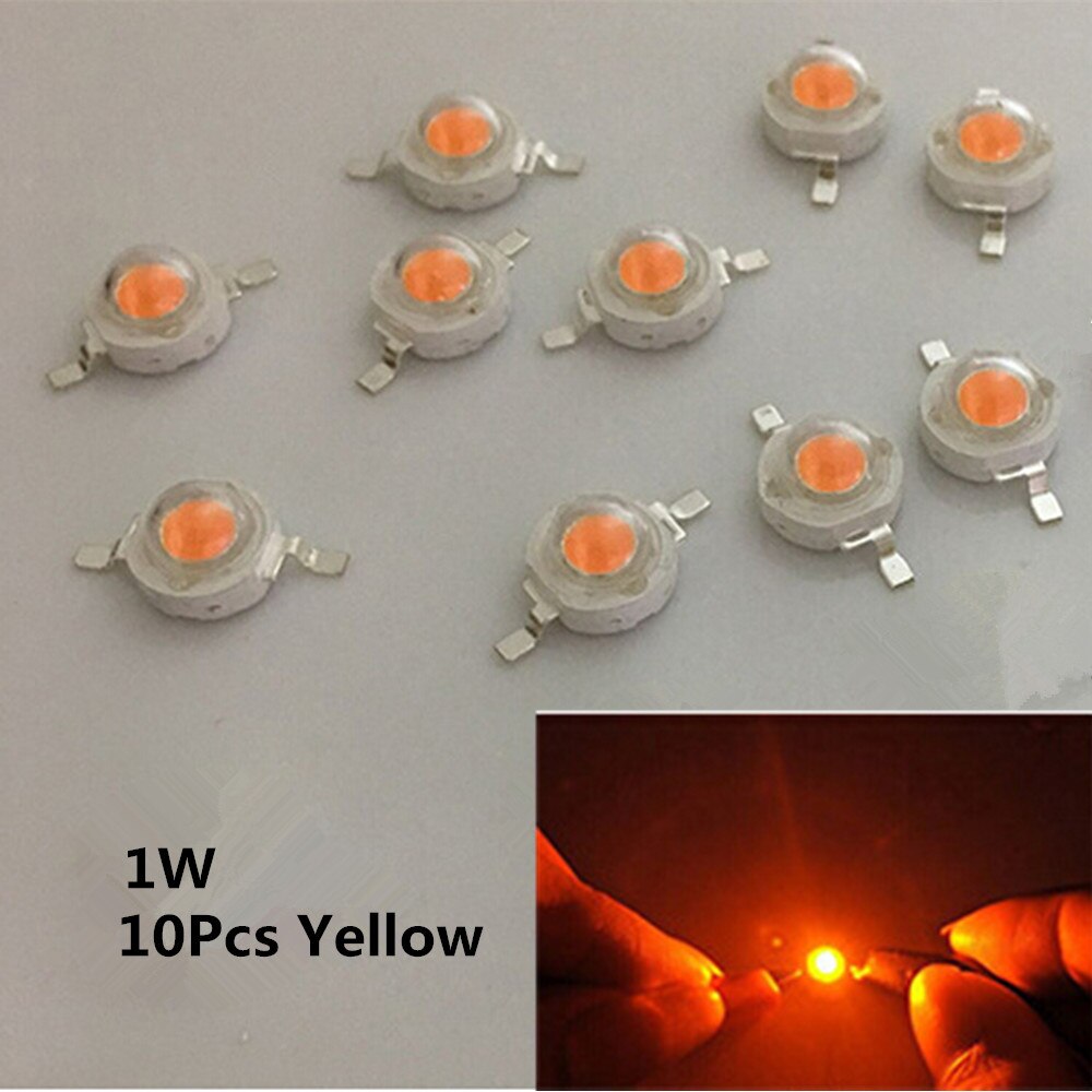 10 Stuks 1W High Power Led Light-Emitting Diode Leds Chip Smd Warm Wit Rood Groen Blauw Geel voor Spotlight Downlight Lamp: yellow