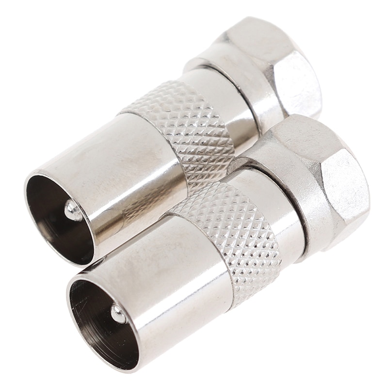 2 uds tipo F conector macho hembra a RF coaxial TV Antena adaptador macho