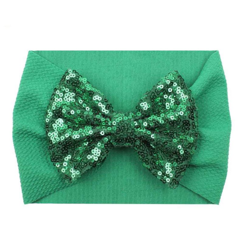 1Pc Baby Girl Elastic Hair Band Baby Sequins Bow Tie Wide Head Band Children's Cute Hair Accessories For Festival And Party