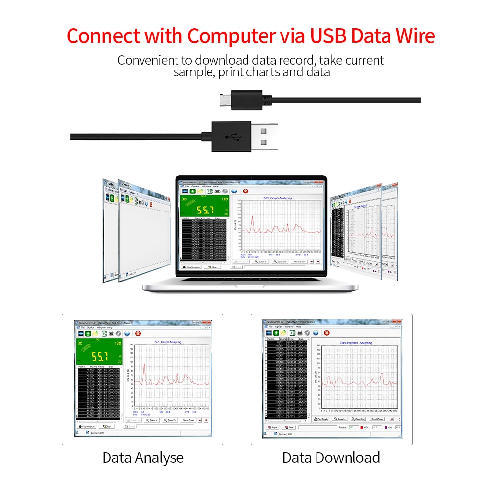 SNDWAY SW-524 30-130dB Digital Sound Level Meter Digital Noisemeter Noise Volume Measuring Instrument Decibel Monitoring Tester