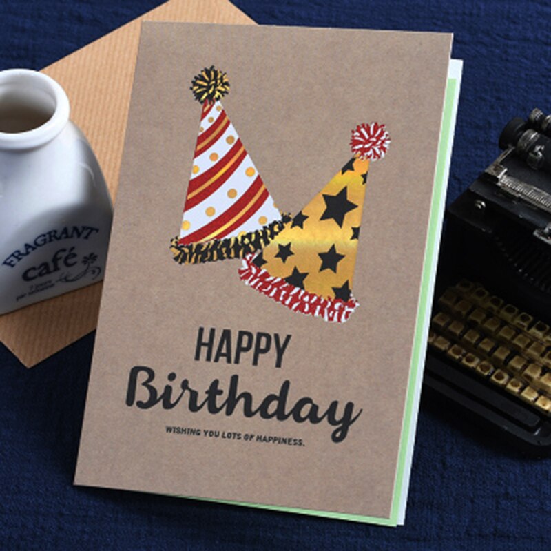 Vintage Birthday Cards Business Kraft Happy Birthday Greeting Cards Message Cards Party: hbd 02