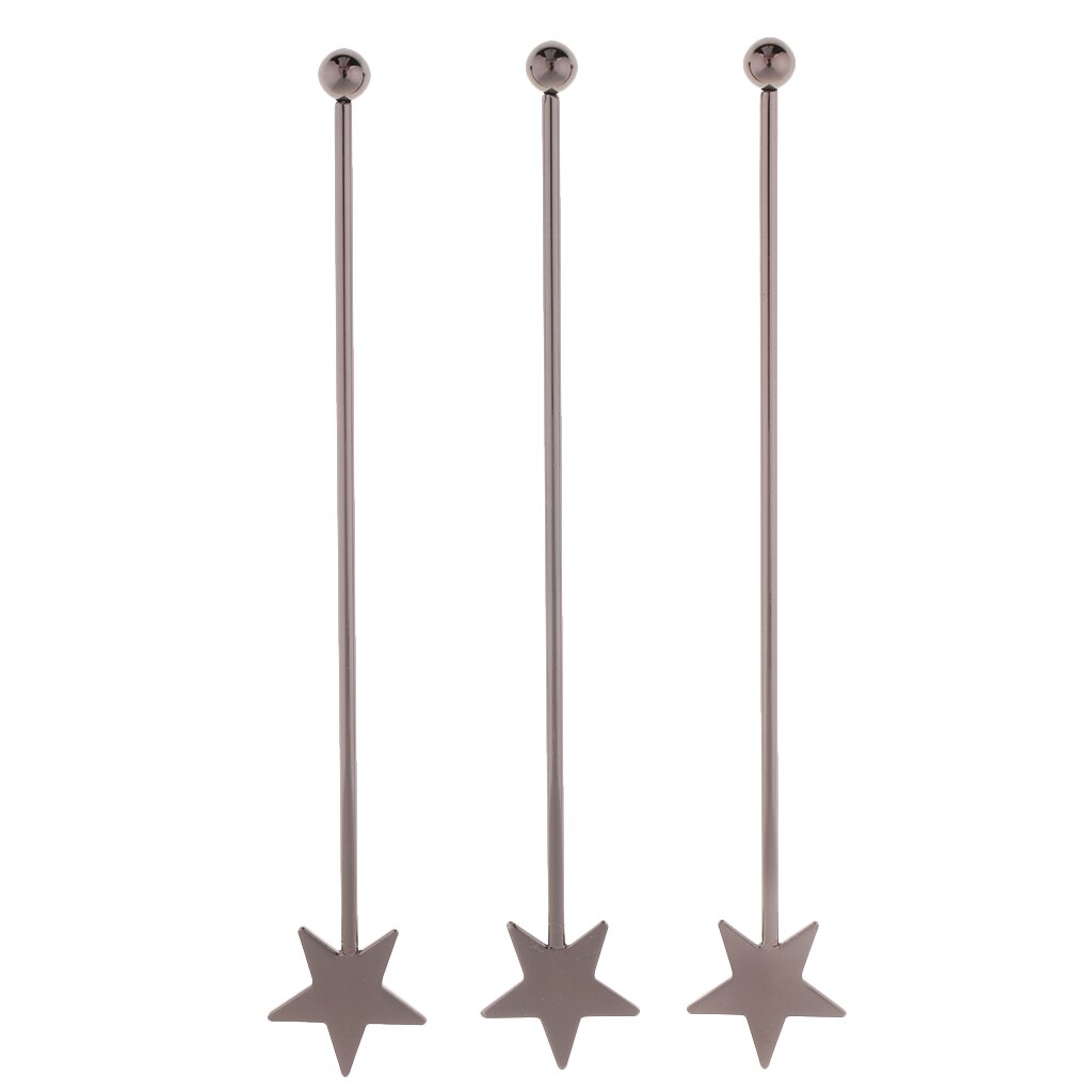 3pcs Star Stainless Steel Stir Sticks 15.5cm/6.1'' Length Bar Beverage Tool: D