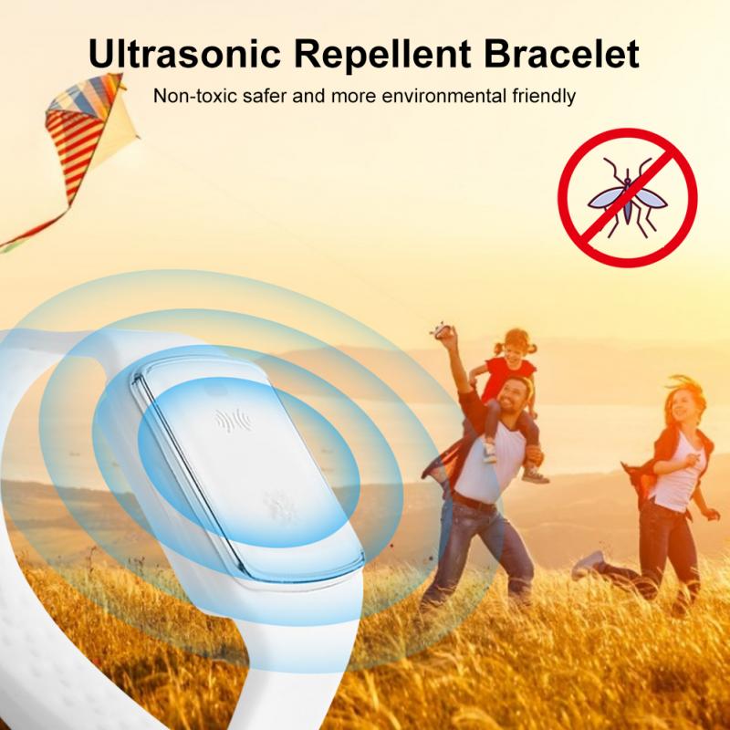 Ultraääni hyttyskarkotin rannerengas usb ladattava  ip67 vedenpitävä ranneke anti hyönteisten anti hyttyskarkotteet katsella