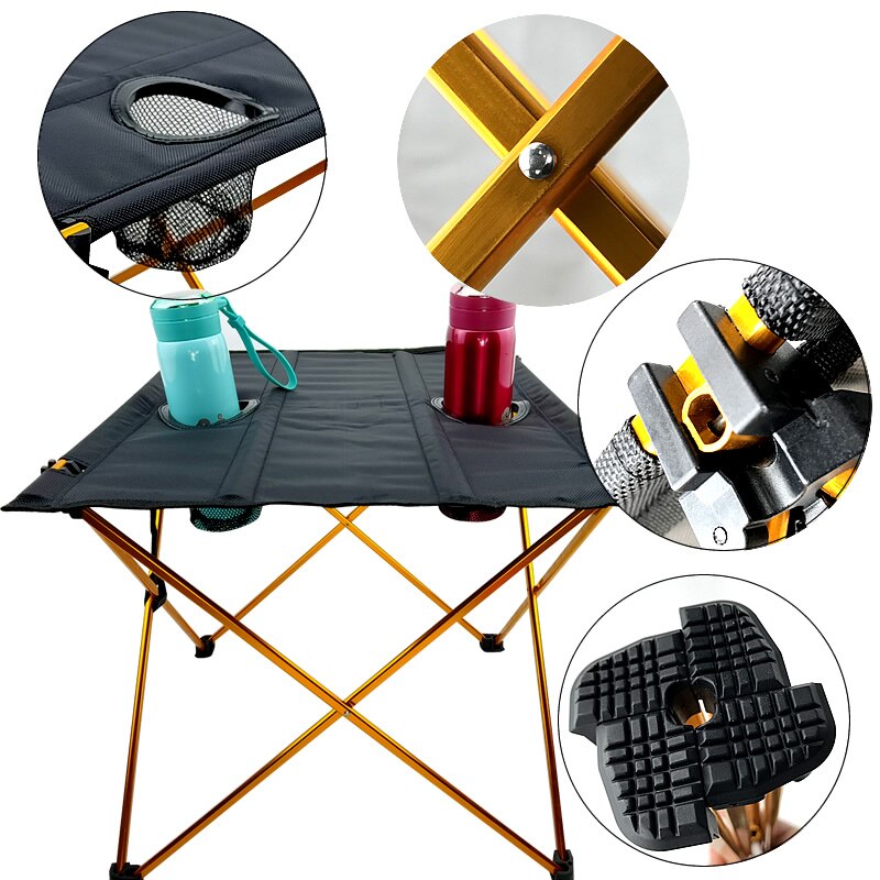 Faltbare Angeln Tisch Ultraleicht Oxford Tuch Tisch Camping Tisch Faltbare Tragbare mit Tasse Halfter für Camping, Wandern
