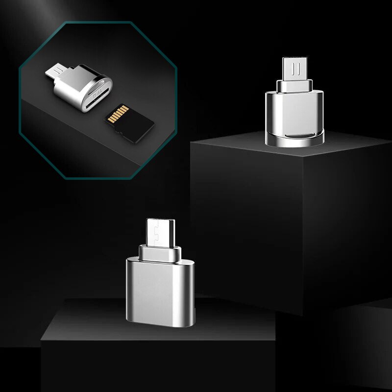 Mini Zinklegering Micro Usb Otg Tf Sd Kaartlezer Adapter Converter Connector Compitable Voor Android Mobiele Telefoon Adapter