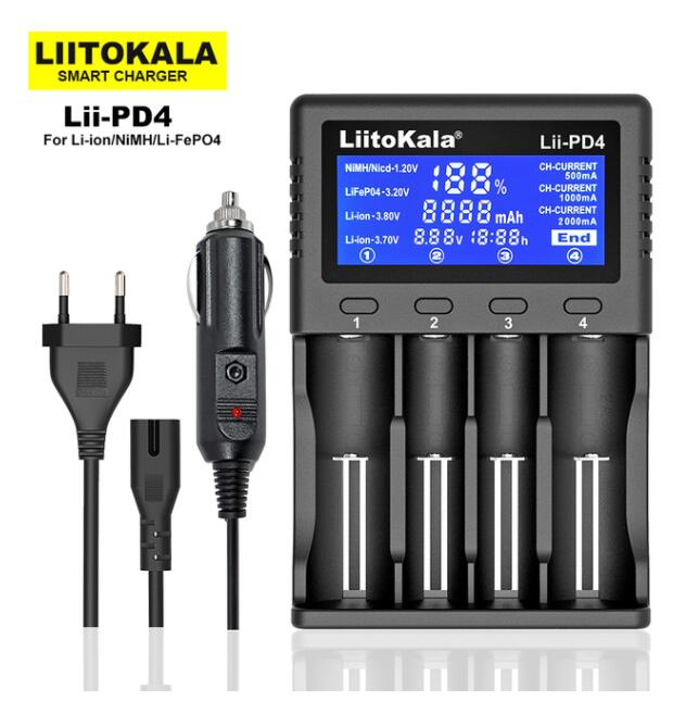 Liitokala Lii500 LCD ładowarka, Lii-202 Lii-402 Lii-PD4 ładowarka 18650 3.7V 18350 18500 14500 26650 1.2V AA AAA NiMH baterii: Lii-PD4 Full set / EU