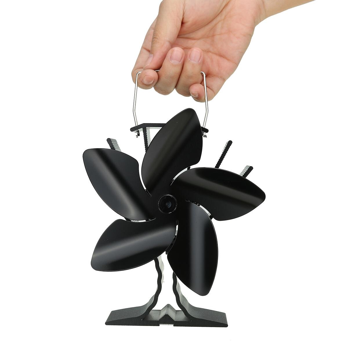 Portable Fireplace Fan 5 Blades Heat Powered Stove Fan Log Wood Burner Fan Quiet Home Fireplace Fan Efficient Heat Distribution