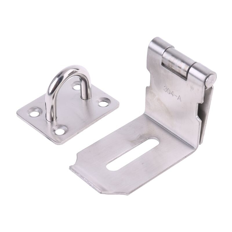 Stainless Steel Hasp Lock Anti-theft Door Clamp 90 Degree Shed Latch Security D2TD