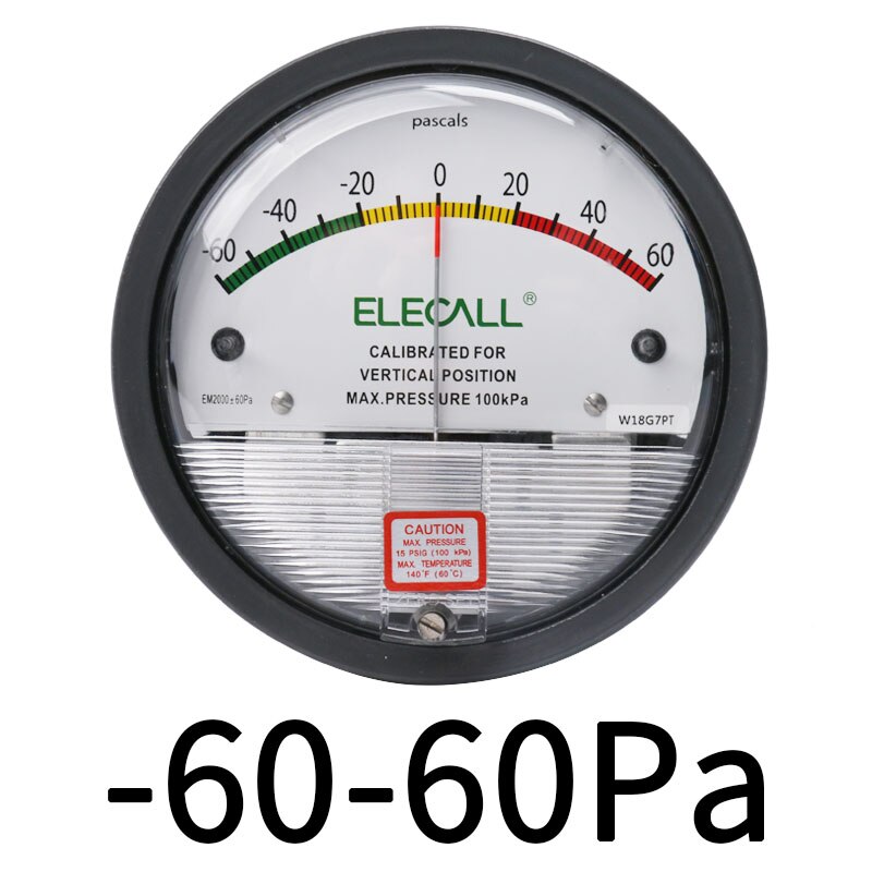 Differential Pressure Gauge micromanometer analog Manometer Pointer for air gas meters -30PA-30KPA EM2000