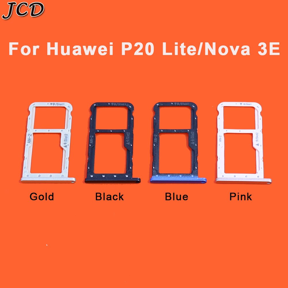 JCD SIM Micro Secure Digital Memory Card Tray Double Slot Holder Carrier Adapter Replacement Metal for Huawei P20 Lite Nova 3E