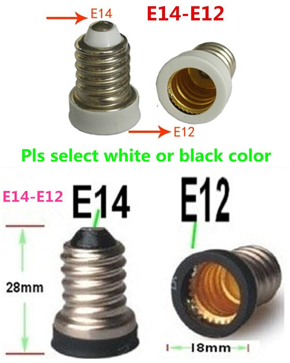 20 STKS, E14 NAAR E12 adapter Conversie socket materiaal vuurvast materiaal E14 NAAR E12 socket adapter Lamp houder