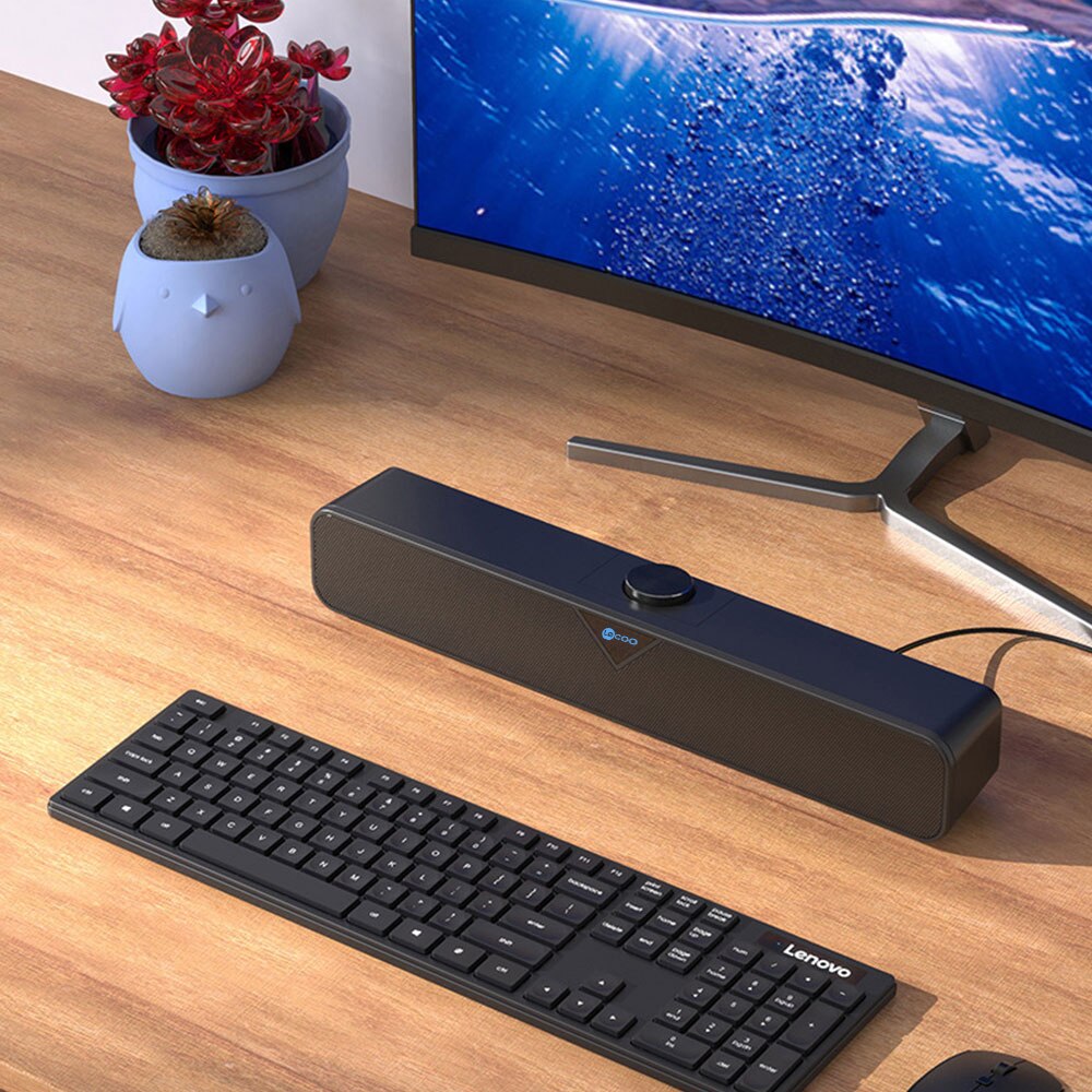 Lenovo Lecoo DS102 Bluetooth Computer Speaker USB Powered Wired Computer Sound Bar Mini Soundbar Speaker Subwoofer